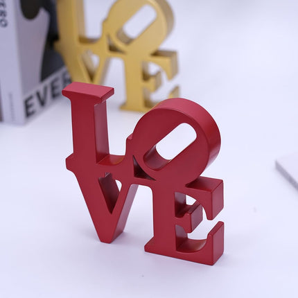 Valentine's Day Rose Gift, Love Word Art Resin Tabletop Décor, Red Contemporary Romantic Gifts, Freestanding Home Decoration.