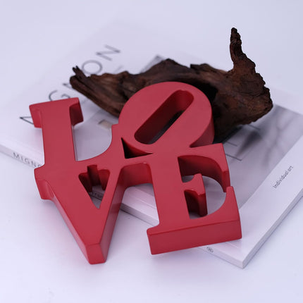 Valentine's Day Rose Gift, Love Word Art Resin Tabletop Décor, Red Contemporary Romantic Gifts, Freestanding Home Decoration.