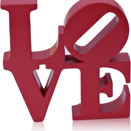 Valentine's Day Rose Gift, Love Word Art Resin Tabletop Décor, Red Contemporary Romantic Gifts, Freestanding Home Decoration.