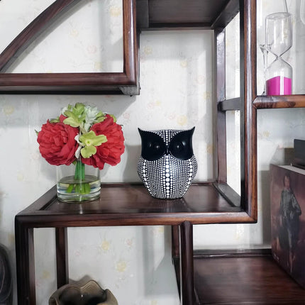 Resin Owl Statue Home Decor - Black Owl Sculpture, Bird Statue, Small Accents for Bedroom, Office, Garden, Bookshelf, TV Stand Figurines(Black).