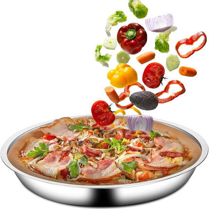 Vin Beauty 4 Pack 13 Inch Deep Dish Pizza Pan Stainless Steel Round Pizza Tray for Oven, Deep Dish Metal Stainless Steel Pie Pan Baking for Oven Cookie Cake, Dishwasher Safe.
