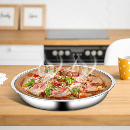 Vin Beauty 4 Pack 13 Inch Deep Dish Pizza Pan Stainless Steel Round Pizza Tray for Oven, Deep Dish Metal Stainless Steel Pie Pan Baking for Oven Cookie Cake, Dishwasher Safe.