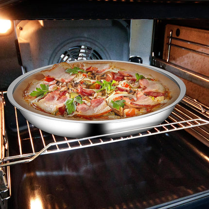Vin Beauty 4 Pack 13 Inch Deep Dish Pizza Pan Stainless Steel Round Pizza Tray for Oven, Deep Dish Metal Stainless Steel Pie Pan Baking for Oven Cookie Cake, Dishwasher Safe.