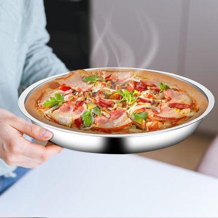 Vin Beauty 4 Pack 13 Inch Deep Dish Pizza Pan Stainless Steel Round Pizza Tray for Oven, Deep Dish Metal Stainless Steel Pie Pan Baking for Oven Cookie Cake, Dishwasher Safe.
