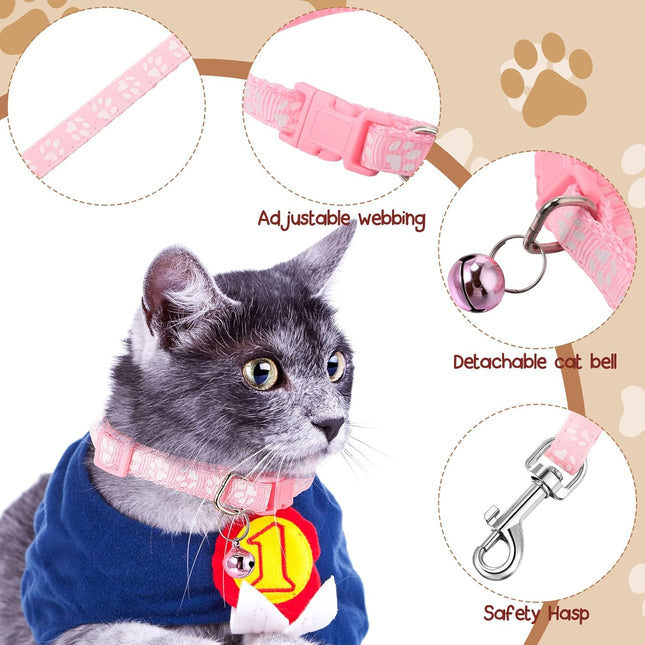 Amylove 48 Pcs Dog Collar and Leash Set, Polypropylene Adjustable Puppy Collars for Medium Dogs Small Pet Puppy Walking Training with Hook and Buckle(Multicolor,Paws Pattern).