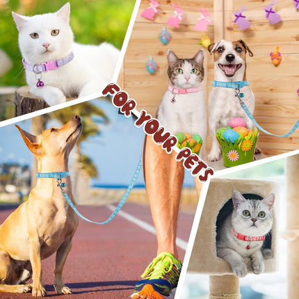Amylove 48 Pcs Dog Collar and Leash Set, Polypropylene Adjustable Puppy Collars for Medium Dogs Small Pet Puppy Walking Training with Hook and Buckle(Multicolor,Paws Pattern).