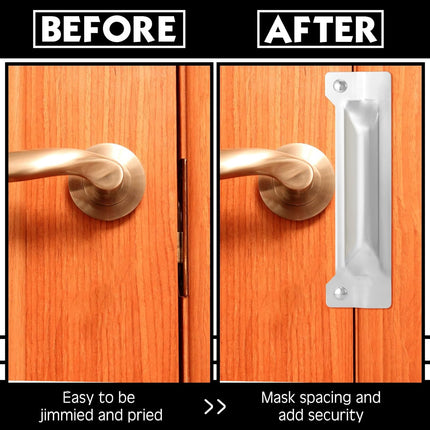 Landhoow 6 Pcs 3" x 11" Latch Guard Plate Cover Electroplated Carbon Steel Door Latch Cover Latch Protector Door Security Strike Plate Against Forced Entry Easy to Install for Outswinging Doors.