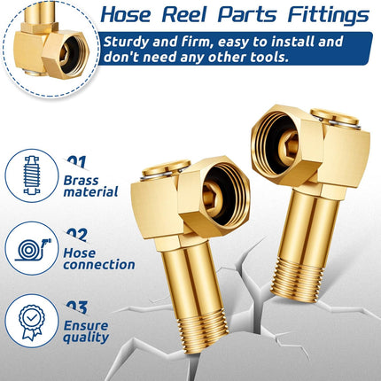 Amylove 2 Pieces Hose Reel Swivel Fittings Garden Hose Reel Replacement Parts Brass Replacement Part Swivel Hose Reel Cart Swivel Fitting for Garden Hose Adapter Hose Cart Brass Swivel Replacement.