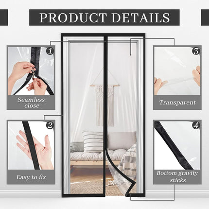 Amylove Zipper 60 x 102 Inch Dust Barrier Door Kit Construction Door Barrier 5 x 8.5 ft Reusable Plastic Curtain Cover Containment Standard Doorway Temporary Wall Screen Sheeting for Bathroom Hallway.