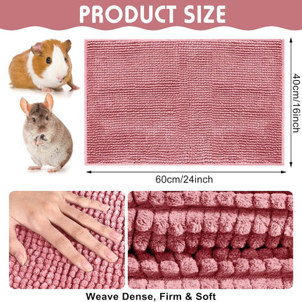 Amylove 4 Pcs Guinea Pig Cage Liner Washable Fleece Pee Pads Pet Dog Cat Bedding Training Mat for Small Animal Guinea Pig Puppy Bunny Hamster(16 x 24 Inch,Rectangular,Pink).
