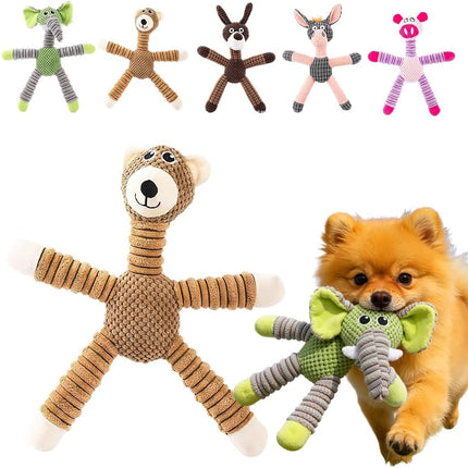 Linen Safari Companions Dog Toys, Durable Toy with Squeaker for Small Medium Large Dogs, Chew Resistant Animal Shaped Toys Aggressive Chewers Puppy Anxiety Relief (Elephant) Elephant.