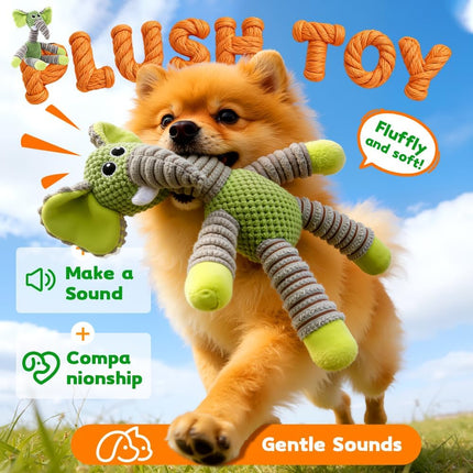 Linen Safari Companions Dog Toys, Durable Toy with Squeaker for Small Medium Large Dogs, Chew Resistant Animal Shaped Toys Aggressive Chewers Puppy Anxiety Relief (Elephant) Elephant.