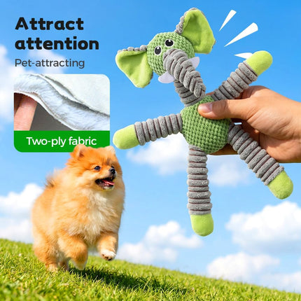 Linen Safari Companions Dog Toys, Durable Toy with Squeaker for Small Medium Large Dogs, Chew Resistant Animal Shaped Toys Aggressive Chewers Puppy Anxiety Relief (Elephant) Elephant.
