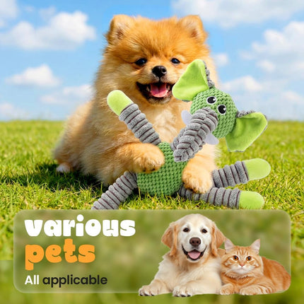 Linen Safari Companions Dog Toys, Durable Toy with Squeaker for Small Medium Large Dogs, Chew Resistant Animal Shaped Toys Aggressive Chewers Puppy Anxiety Relief (Elephant) Elephant.