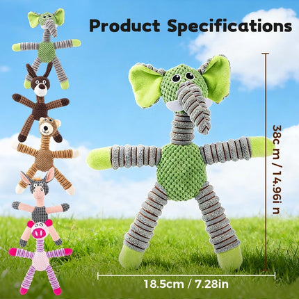 Linen Safari Companions Dog Toys, Durable Toy with Squeaker for Small Medium Large Dogs, Chew Resistant Animal Shaped Toys Aggressive Chewers Puppy Anxiety Relief (Elephant) Elephant.