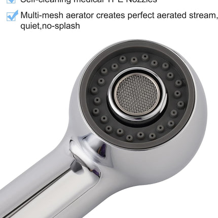 Pull Out Sink Sprayer Head Replacement, 2 Function Kitchen Sink Faucet Head, G1/2 or 13/16 Inch Thread Faucet Head Kitchen Tap Sprayer Spout, Chrome.