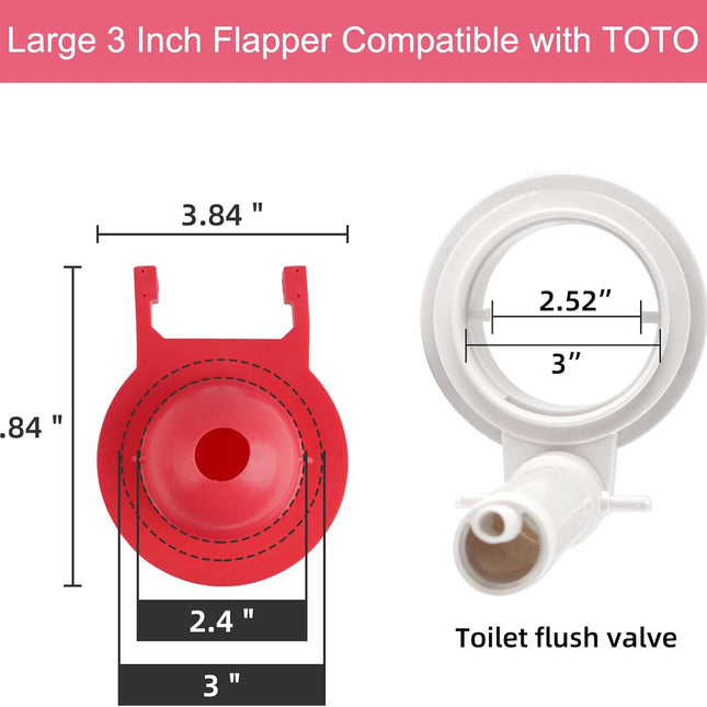 2 Pack Large 3-Inch Toilet Flapper Replacement Compatible with TOTO flapper Model G-Max, THU138S, THU175S and THU331S- Oversized Sealing and Easy to Install.