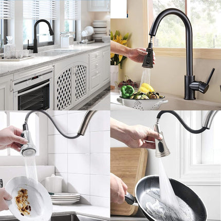 Kitchen Faucet Head Replacement, NSF/ANSI/CAN 61 & CUPC Certified, 3 Function Pull Down Faucet Spray Nozzle-15 Adapters Compatible with Moen, American Standard, Delta, Kohler - Brushed Nickel.