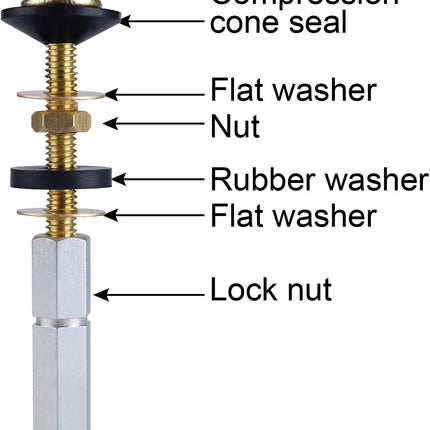 2 Pack Toilet Tank to Bowl Bolt Kits, Heavy Duty Bolts Toilet Bolts for Tank Solid Brass with Extra Long Nuts Easy to Install and Double Gaskets for Fastening.