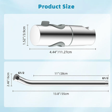 Shower Slide Bar with Handheld Shower Head Holder, Stainless Steel Shower Arm Extension Sliding Bar, Height & Angle Adjustment Showerhead Holder, Chrome.