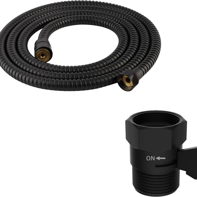 All Metal Shower Head Flow Control Valve, G1/2 Brass Shut-off Valve with Metal Handle Lever, with 90 Inch Stainless Steel Extra Long Shower Hose Replacement.