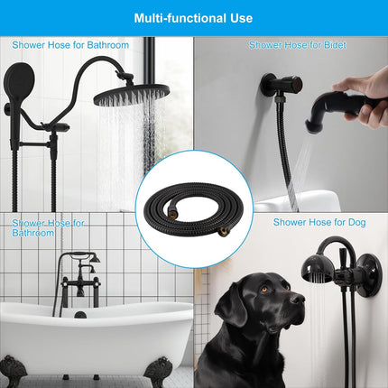 All Metal Shower Head Flow Control Valve, G1/2 Brass Shut-off Valve with Metal Handle Lever, with 90 Inch Stainless Steel Extra Long Shower Hose Replacement.