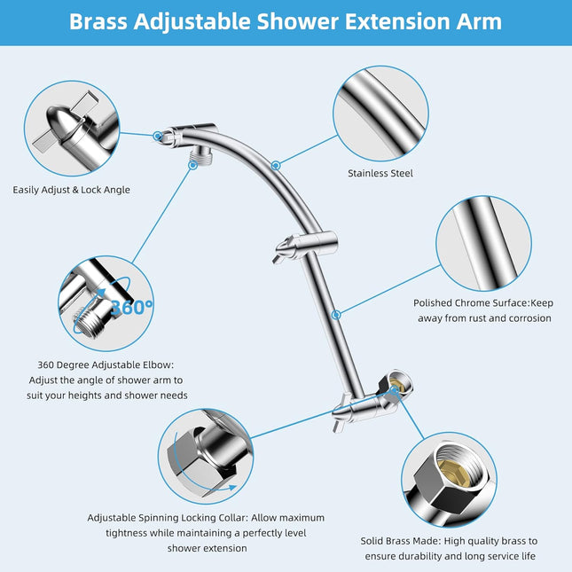 16“ Shower Arm with 10" Rainfall Showerhead.