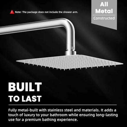 16“ Shower Arm with 10" Rainfall Showerhead.