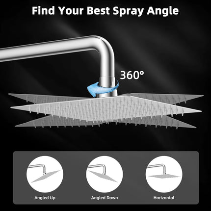 20" Showerhead with 8" Rainfall Showerhead.