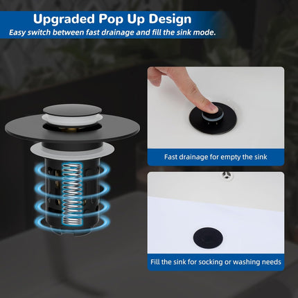 Upgraded 3 in 1 Bathroom & Kitchen Sink Drain Strainer.