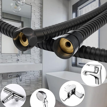 All Metal 90 Inch Stainless Steel Extra Long Shower Hose Replacement, 4 Spray Handheld Showerhead Set, Anti-Twist Handheld Shower Head Hose Extension.