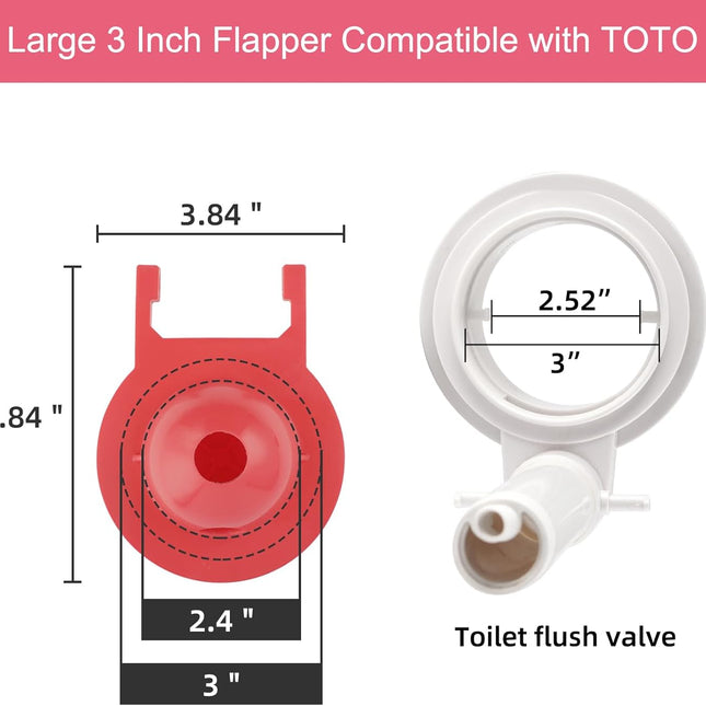 Large 3-Inch Toilet Flapper with Toilet Handle Replacement Compatible with TOTOTHU004-CP Trip Lvr.