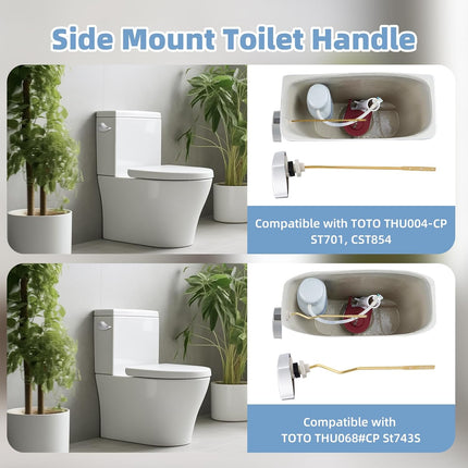Large 3-Inch Toilet Flapper with Toilet Handle Replacement Compatible with TOTOTHU004-CP Trip Lvr.