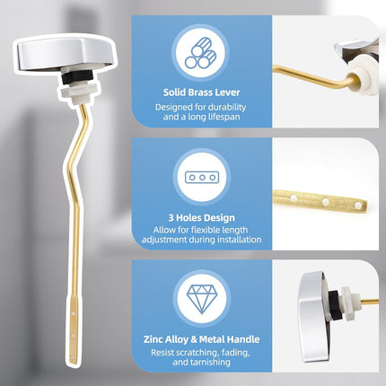 2 Pack Large 3-Inch Toilet Flapper with Toilet Handle Replacement Compatible with TOTO THU068#CP Trip Lvr.