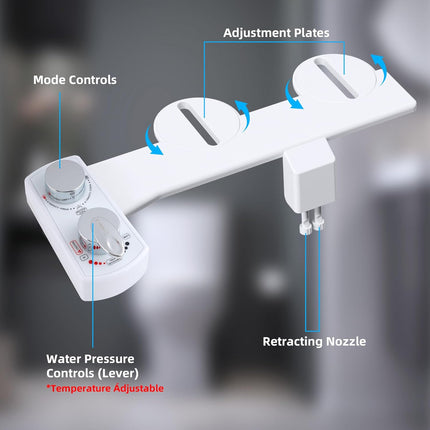 Bidet Attachment for Toilet with 2 PCS Universal Toilet Seat Bolts Kit.