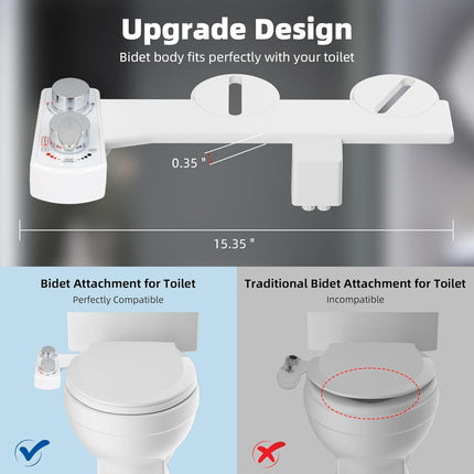 Bidet Attachment for Toilet with 2 PCS Universal Toilet Seat Bolts Kit.