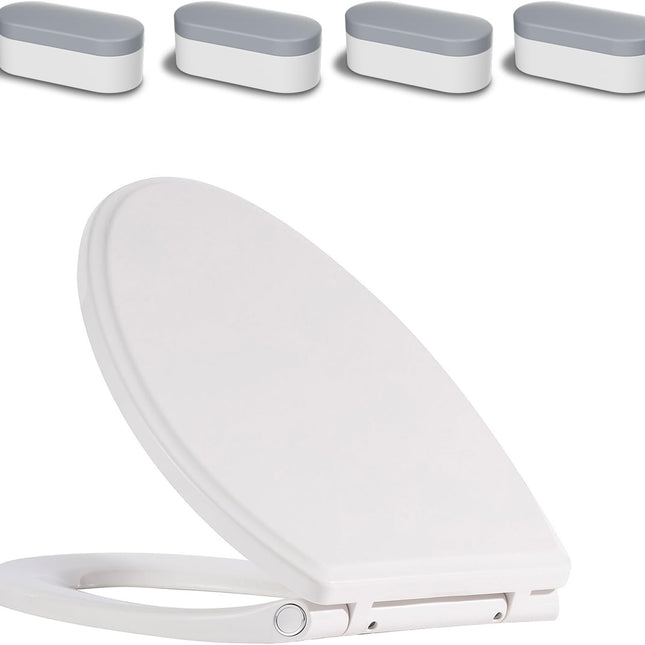 Premium Elongated Toilet Seat with Toilet Seat Bumpers.