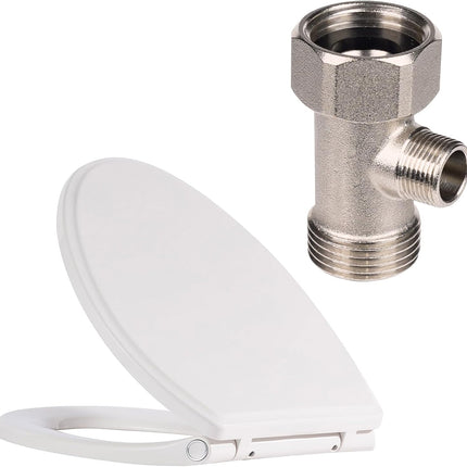 Premium Elongated Toilet Seat with Bidet T Adapter(7/8” x 7/8” x 3/8”)