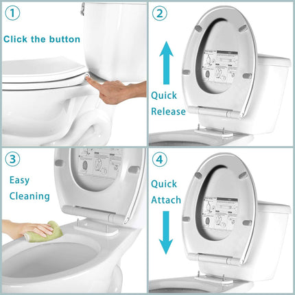 Premium Elongated Toilet Seat with Bidet T Adapter(7/8” x 7/8” x 3/8”).