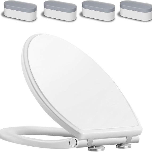 Premium Elongated Toilet Seat with Toilet Seat Bumpers.