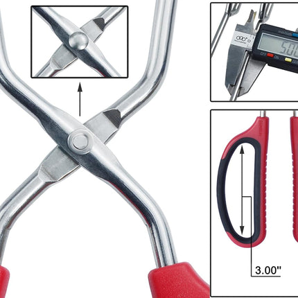 Stainless Steel Kitchen Scissor Tongs Set for Cooking, Grilling & Serving, 3-Piece with Red Handle (10/12/16 Inch).