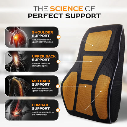 Extra Dense Lumbar Pillow with Double Adjustable Straps - Ergonomic Lumbar Support Pillow for Office Chair, Car, Couch Firm Back Support for Lower Back & Spine Pain Relief Memory Foam Cushion.