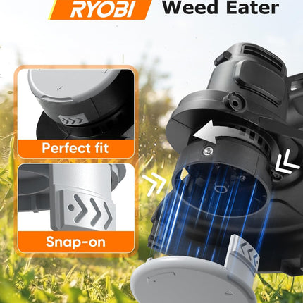 24 PCS Weed Wacker String and 4 Pack AC14HCA Replacement Spool Cap Compatible with Ryobi One Plus+ AC80RL3.