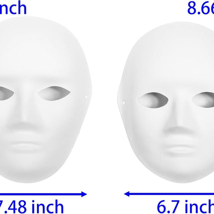 14 Pack Paper Mache Masks - 2 Sizes for Artistic Projects, Theater, Halloween, Masquerade Parties, Classroom Art.