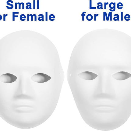 14 Pack Paper Mache Masks - 2 Sizes for Artistic Projects, Theater, Halloween, Masquerade Parties, Classroom Art.