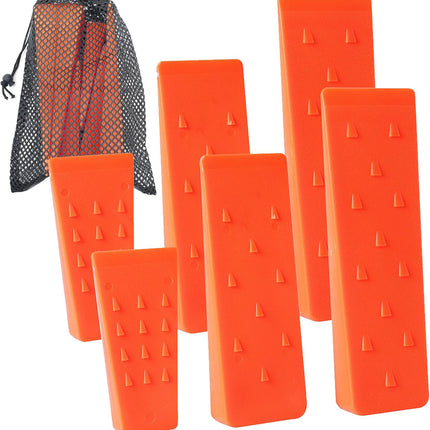 6 Pack Tree Felling Wedges with Spikes for Safe Tree Cutting – 2 Each of 10", 8” and 5.5” Wedges with Storage Bag; 6 Felling Dogs to Guide Trees Stabilize and Safely to Ground for Loggers and Fallers.