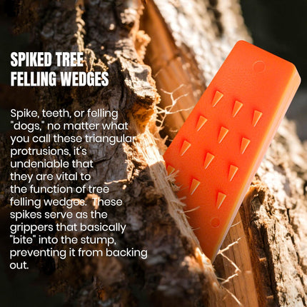6 Pack Tree Felling Wedges with Spikes for Safe Tree Cutting – 2 Each of 10", 8” and 5.5” Wedges with Storage Bag; 6 Felling Dogs to Guide Trees Stabilize and Safely to Ground for Loggers and Fallers.