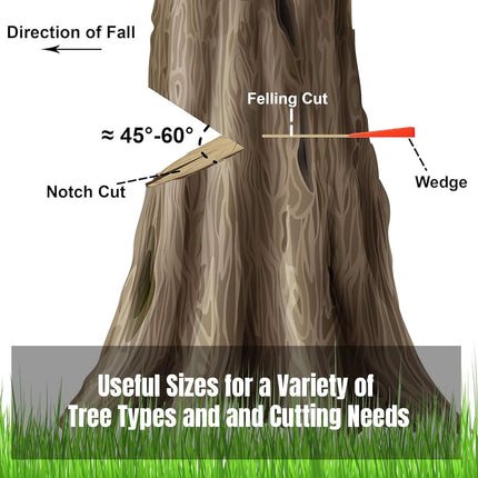6 Pack Tree Felling Wedges with Spikes for Safe Tree Cutting – 2 Each of 10", 8” and 5.5” Wedges with Storage Bag; 6 Felling Dogs to Guide Trees Stabilize and Safely to Ground for Loggers and Fallers.