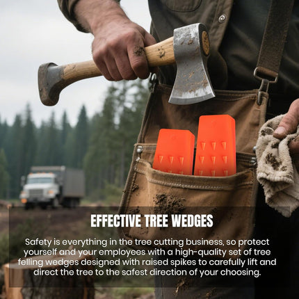 6 Pack Tree Felling Wedges with Spikes for Safe Tree Cutting – 2 Each of 10", 8” and 5.5” Wedges with Storage Bag; 6 Felling Dogs to Guide Trees Stabilize and Safely to Ground for Loggers and Fallers.
