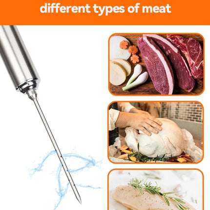 Meat Injector Syringe, 2oz Turkey Injector Seasoning, 304-Stainless Steel Seasoning Injector with 3 Marinade Needles and 3 Cleaning Brushes for Smoked BBQ Grilling.